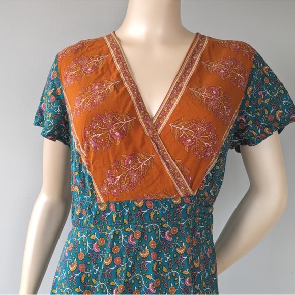 Zesica Blue Teal Boho Floral Wrap Maxi Dress - Picture 2 of 8